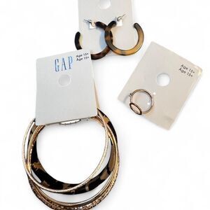 NWT Gap Tortoise Hoop Earrings Gold Bangle Bracelet Ring Jewelry Bundle